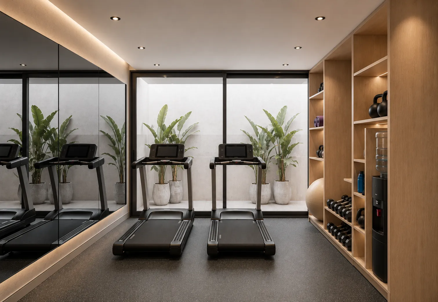 Render: Gimnasio frente al patio